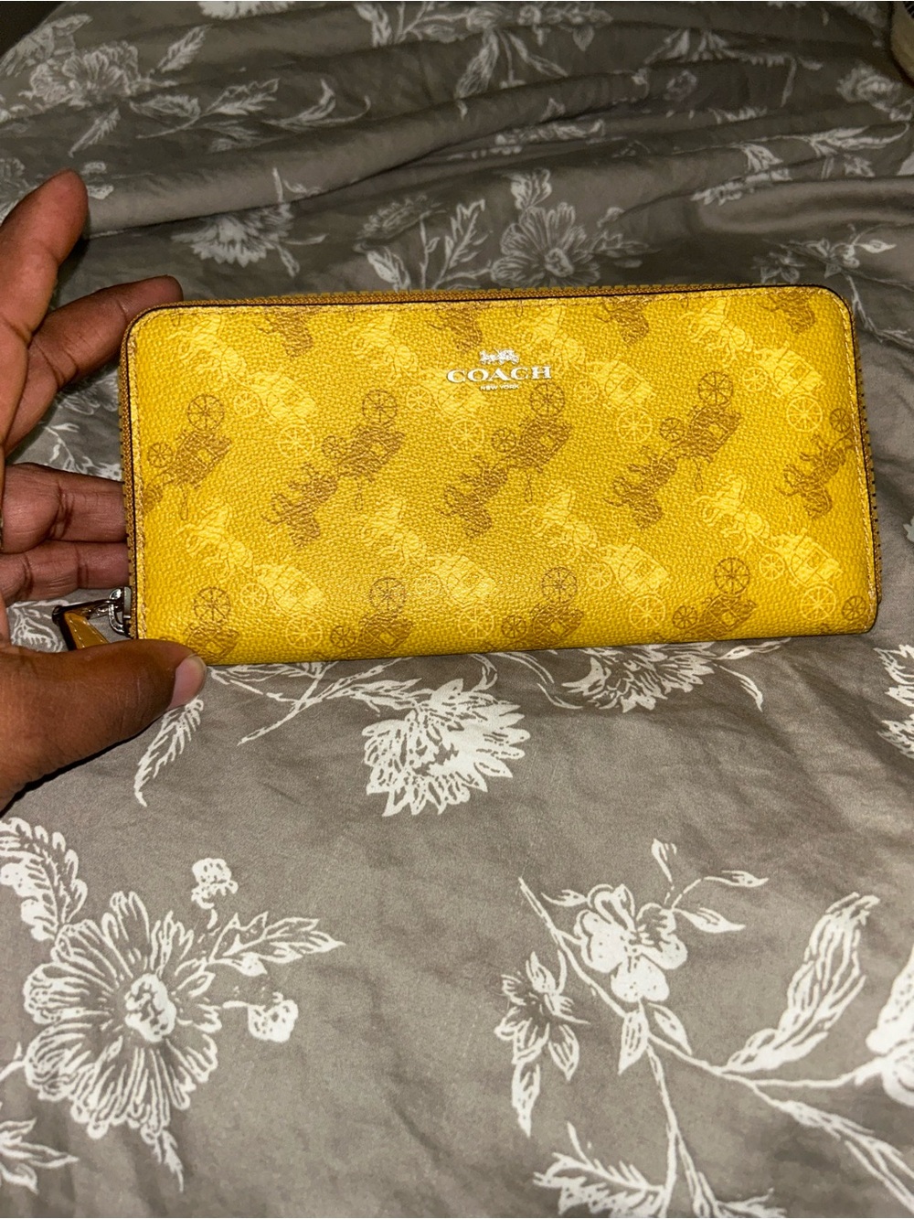 COACH Yellow Signature Zip-Around Wallet